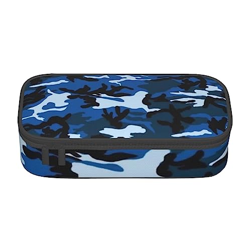 AABSTBFM Federmäppchen mit Reißverschluss, groß, gepunktet, vielseitig und langlebig, ideales Geschenk für Schule, Büro und Reisen, Schwarz / Weiß, blau camouflage, Einheitsgröße, Schulranzen von AABSTBFM