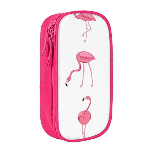 AABSTBFM Federmäppchen mit Reißverschluss, großes Fassungsvermögen, Flamingos auf weißem Hintergrund, ideales Geschenk für Schule, Büro und Reisen, Schwarz, rose, Einheitsgröße, Schulranzen von AABSTBFM