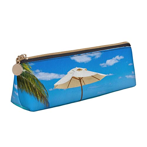 AABSTBFM Federmäppchen mit Schmetterlingen, niedliches Leder, mit Reißverschluss, vielseitig und langlebig, ideales Geschenk für Schule, Büro und Reisen, Weiß / Violett, White Beach Tropical Sea, von AABSTBFM