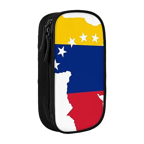 AABSTBFM Federmäppchen mit Venezuela-Flagge, großes Fassungsvermögen, Stifteetui mit Reißverschluss, ideales Geschenk für Schule, Büro und Reisen, Schwarz, Schwarz , Einheitsgröße, Schulranzen von AABSTBFM