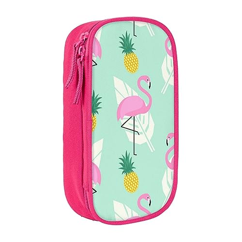 AABSTBFM Federmäppchen mit pinkem Flamingo-Ananas, großes Fassungsvermögen, mit Reißverschluss, ideales Geschenk für Schule, Büro und Reisen, Schwarz, rose, Einheitsgröße, Schulranzen von AABSTBFM