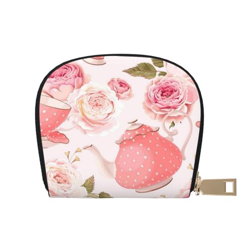 AABSTBFM Galaxy bedrucktes Kreditkartenetui aus PU-Leder, Organizer-Tasche für Männer und Frauen, Teebecher mit Rosen Romantisch Shabby, Einheitsgröße von AABSTBFM