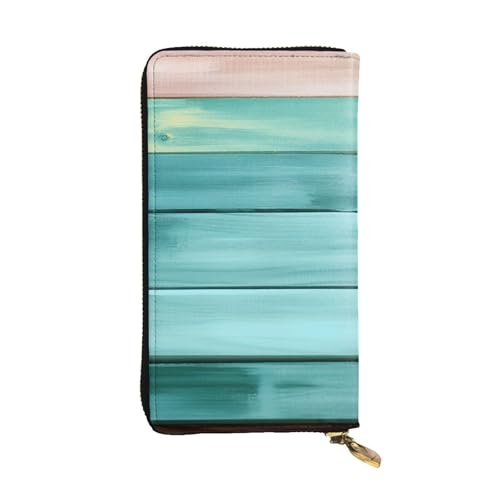 AABSTBFM Geldbörse aus Leder bedruckt mit bemaltem Holzbrett für Damen und Herren mit Reißverschluss, Schwarz, Einheitsgröße, modern, Schwarz , one size, Modern von AABSTBFM