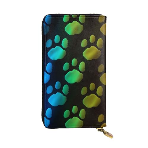AABSTBFM Geldbörse aus Leder mit Regenbogen-Motiv und Pfotenabdruck für Damen und Herren, Reißverschluss, Clutch, lange Geldbörse, Kartenhalter, Schwarz , Einheitsgröße, Modern AABSTBFM Geldbörse aus Leder mit Regenbogen-Motiv und Pfotenabdruck für Damen und Herren, Reißverschluss, Clutch, lange Geldbörse, Kartenhalter, Schwarz , Einheitsgröße, Modern von AABSTBFM