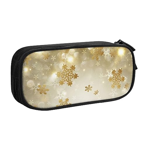 AABSTBFM Gold Silk Christmas Pencil Case Pen Pouch Bag with Zipper, Black Large Capacity Pencil Box for School, Office and Travel, Schwarz , Einheitsgröße, Schulranzen von AABSTBFM