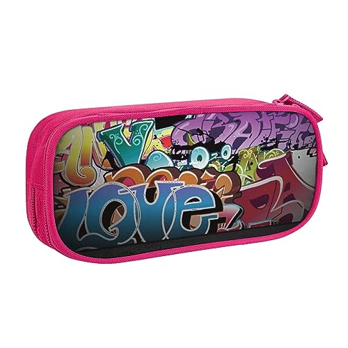 AABSTBFM Graffiti Hip Hop Federmäppchen Stifteetui mit Reißverschluss, Schwarz Große Kapazität Pencil Box für Schule, Büro und Reisen, rose, Einheitsgröße, Schulranzen von AABSTBFM