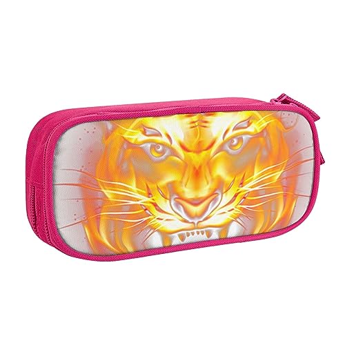 AABSTBFM Hd Tiger Fierce Flames Federmäppchen, Stiftemäppchen, Tasche mit Reißverschluss, Schwarz, großes Fassungsvermögen, für Schule, Büro und Reisen, rose, Einheitsgröße, Schulranzen von AABSTBFM