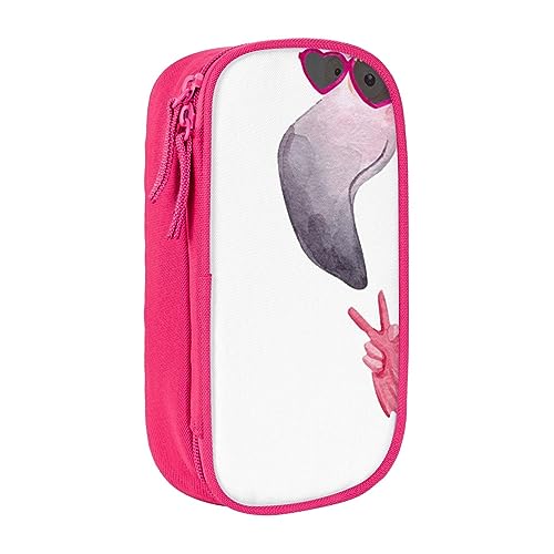 AABSTBFM Hello Glasses Flamingo-Federmäppchen, großes Fassungsvermögen, mit Reißverschluss, ideales Geschenk für Schule, Büro und Reisen, Schwarz, rose, Einheitsgröße, Schulranzen von AABSTBFM