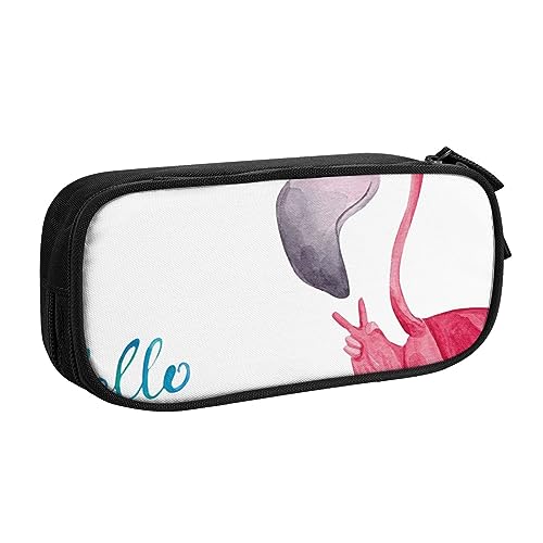 AABSTBFM Hello Glasses Flamingo-Federmäppchen mit Reißverschluss, Schwarz, großes Fassungsvermögen, für Schule, Büro und Reisen, Schwarz , Einheitsgröße, Schulranzen von AABSTBFM