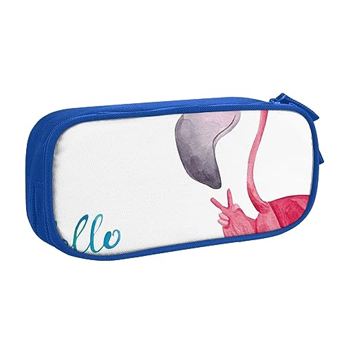 AABSTBFM Hello Glasses Flamingo-Federmäppchen mit Reißverschluss, Schwarz, großes Fassungsvermögen, für Schule, Büro und Reisen, blau, Einheitsgröße, Schulranzen von AABSTBFM