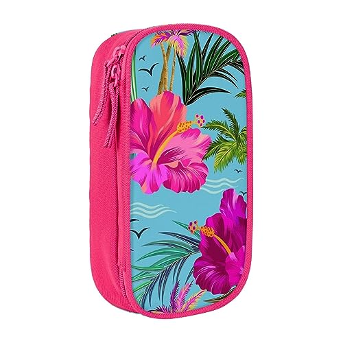 AABSTBFM Hello Hawaii Federmäppchen, großes Fassungsvermögen, mit Reißverschluss, ideales Geschenk für Schule, Büro und Reisen, Schwarz, rose, Einheitsgröße, Schulranzen von AABSTBFM