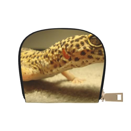 AABSTBFM Kreditkartenetui mit Halloween-Geisterdruck, PU-Leder, Kartenetui, Organizer-Tasche für Männer und Frauen, Schwarz, Sand Leopard Gecko, Einheitsgröße von AABSTBFM