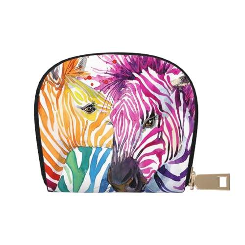 AABSTBFM Kreditkartenetui mit Meerjungfrauen-Motiv, PU-Leder, Kartenetui, Organizer-Tasche für Männer und Frauen, Rainbow Zebra, Einheitsgröße von AABSTBFM