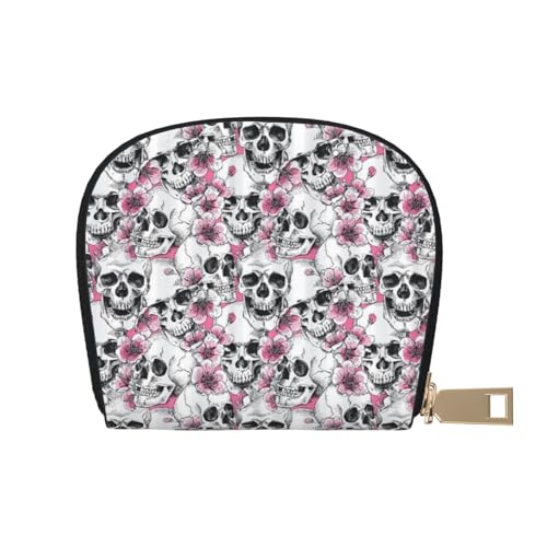 AABSTBFM Kreditkartenetui mit buntem Totenkopf-Motiv, PU-Leder, Organizer-Tasche für Männer und Frauen, Blumenkädel, Einheitsgröße von AABSTBFM