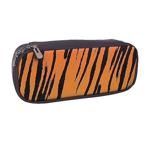 AABSTBFM Las Vegas Night View Bedrucktes Leder-Federmäppchen – Mehrzweck-Stifttasche und Make-up-Tasche für Schule, Büro und Reisen, Tiger-Streifen, Einheitsgröße, Schulranzen von AABSTBFM