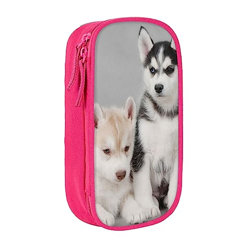 AABSTBFM Lovely Husky Federmäppchen, großes Fassungsvermögen, mit Reißverschluss, für Schule, Büro und Reisen, Schwarz, rose, Einheitsgröße, Schulranzen von AABSTBFM