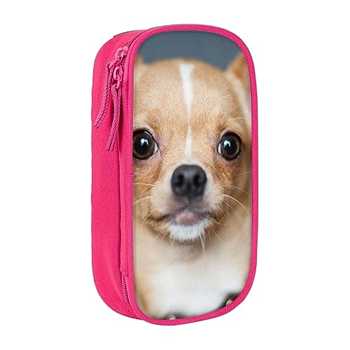 AABSTBFM Niedliches Chihuahua-Federmäppchen, großes Fassungsvermögen, mit Reißverschluss, ideales Geschenk für Schule, Büro und Reisen, Schwarz, rose, Einheitsgröße, Schulranzen von AABSTBFM