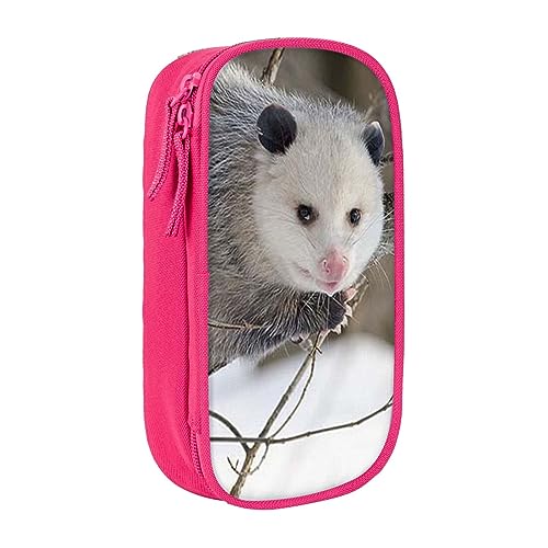 AABSTBFM Opossum in Snow Federmäppchen, großes Fassungsvermögen, mit Reißverschluss, ideales Geschenk für Schule, Büro und Reisen, Schwarz, rose, Einheitsgröße, Schulranzen von AABSTBFM