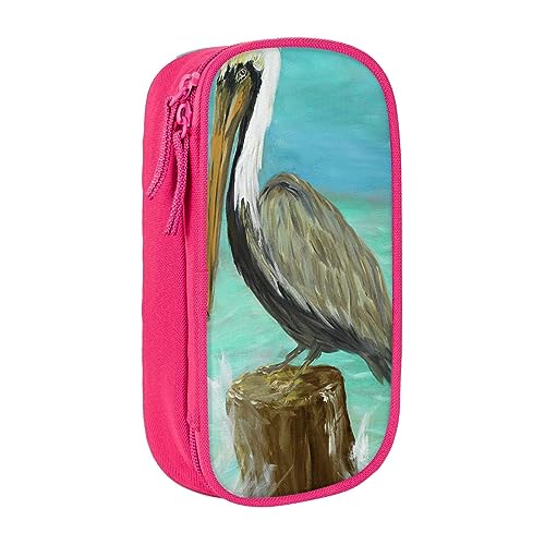 AABSTBFM Pelicans Kunstdruck-Federmäppchen, großes Fassungsvermögen, mit Reißverschluss, ideales Geschenk für Schule, Büro und Reisen, Schwarz, rose, Einheitsgröße, Schulranzen von AABSTBFM