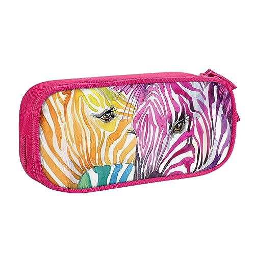 AABSTBFM Rainbow Zebra Federmäppchen mit Reißverschluss, Schwarz, großes Fassungsvermögen, für Schule, Büro und Reisen, rose, Einheitsgröße, Schulranzen von AABSTBFM