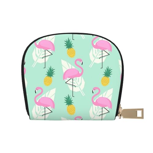 AABSTBFM Red Rose Kreditkartenetui mit PSD-Muster, PU-Leder, Kartenetui, Organizer-Tasche für Männer und Frauen, Pinke Flamingo Ananas, Einheitsgröße von AABSTBFM