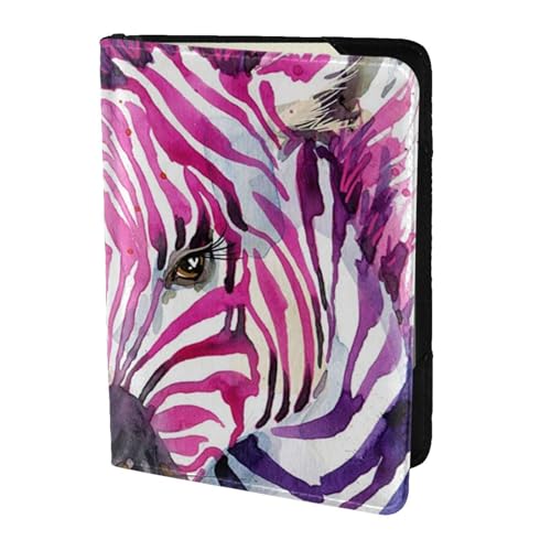 AABSTBFM Reisepasshülle mit Regenbogen-Zebramuster, 14 cm, Leder, Reisepasshülle, Kartenetui für Damen und Herren, Schwarz , Einheitsgröße von AABSTBFM