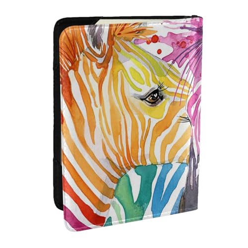 AABSTBFM Reisepasshülle mit Regenbogen-Zebramuster, 16,5 cm, Leder, Reisepasshülle, Kartenetui für Damen und Herren, Schwarz , Einheitsgröße von AABSTBFM
