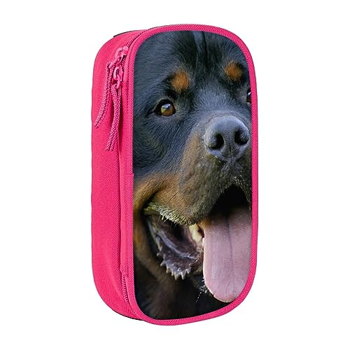 AABSTBFM Rottweiler Federmäppchen, großes Fassungsvermögen, mit Reißverschluss, ideales Geschenk für Schule, Büro und Reisen, Schwarz, rose, Einheitsgröße, Schulranzen von AABSTBFM