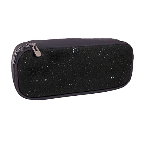 AABSTBFM Schwarzes Federmäppchen aus Leder mit Glitzer-Aufdruck – Mehrzweck-Stifttasche und Make-up-Tasche für Schule, Büro und Reisen, Schwarz Glitter, Einheitsgröße, Schulranzen von AABSTBFM