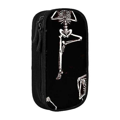 AABSTBFM Skeletons Yoga-Federmäppchen, großes Fassungsvermögen, mit Reißverschluss, ideales Geschenk für Schule, Büro und Reisen, Schwarz, Schwarz , Einheitsgröße, Schulranzen von AABSTBFM