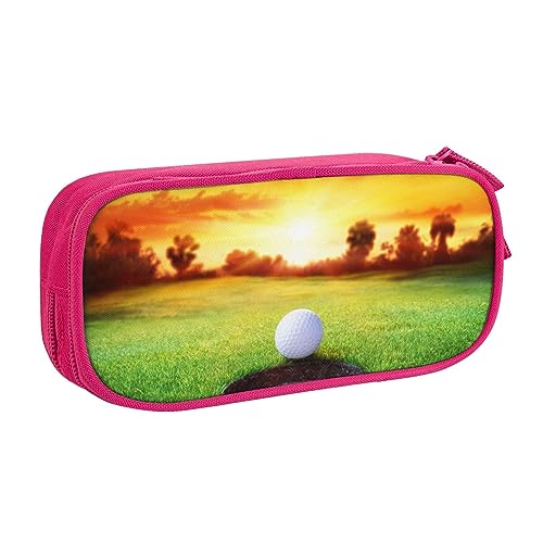 AABSTBFM Sport Golf Ball Sonnenuntergang Baum Federmäppchen Stiftetui Tasche mit Reißverschluss, Schwarz Große Kapazität Federmäppchen für Schule, Büro und Reisen, rose, Einheitsgröße, Schulranzen von AABSTBFM