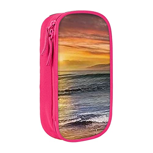 AABSTBFM Sunset Beach Federmäppchen, großes Fassungsvermögen, mit Reißverschluss, ideales Geschenk für Schule, Büro und Reisen, Schwarz, rose, Einheitsgröße, Schulranzen von AABSTBFM