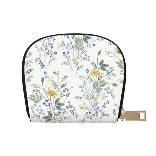 AABSTBFM Thug Life Kreditkartenetui mit Blumenmuster, PU-Leder, Organizer-Tasche für Männer und Frauen, Blaue Blumen Blumenmuster Rosen, Einheitsgröße von AABSTBFM