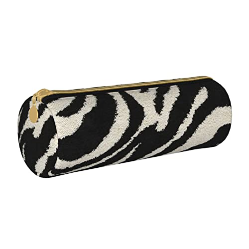 AABSTBFM Weißer Strand Tropisches Meer Rundes Federmäppchen Niedliches Leder Reißverschluss Stiftemäppchen Tasche - Vielseitig und langlebig, ideales Geschenk für Schule, Büro und Reisen, Zebra Tier, von AABSTBFM