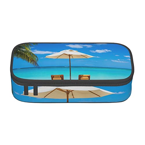 AABSTBFM White Beach Tropical Sea Federmäppchen, niedlich, hohe Kapazität, mit Reißverschluss, vielseitig und langlebig, ideales Geschenk für Schule, Büro und Reisen, White Beach Tropical Sea, von AABSTBFM