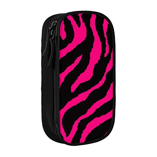 AABSTBFM Zebra Tiger Leopard Pink Federmäppchen Große Kapazität Fach Bleistift Stift Tasche Tasche mit Reißverschluss für Schule, Büro und Reisen, Schwarz, Schwarz , Einheitsgröße, Schulranzen von AABSTBFM