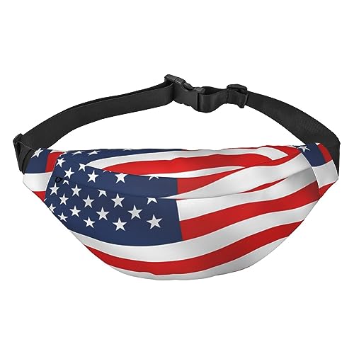 Bauchtasche für Damen und Herren, Motiv: tropischer Strand, Palme, Sonnenuntergang, bedruckt, für Reisen, Laufen, Crossbody, Bauchtasche, Gürteltasche, Amerikanische Flagge Patriotisch, Einheitsgröße von AABSTBFM