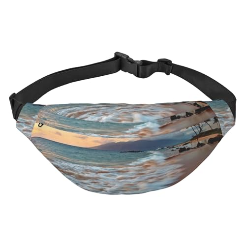 Bauchtasche mit Huhn-Motiv, bedruckt, für Damen und Herren, für Reisen, Laufen, Crossbody, Bauchtasche, Gürteltasche, Strand Maui Hawaii Sonnenuntergang Meer Wellen Wolken, Einheitsgröße von AABSTBFM