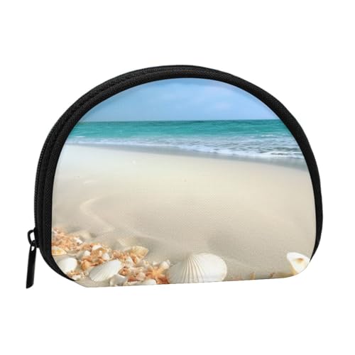 Bücherregal Bücher Drucke Münzgeldbörse Muschel Mini-Tasche Geldbörse Kleingeldtasche für Frauen Mädchen Kinder, Schöner Strand mit Muscheln, Einheitsgröße, Münztasche von AABSTBFM