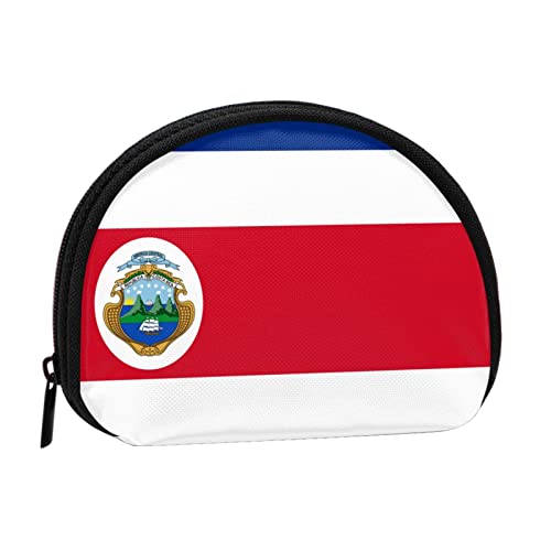 Bunte Regenbogen-Zebra-Münzbörse Muscheltasche Mini-Tasche Geldbörse Wickeltasche für Damen Mädchen Kinder, Flagge Costa Rica, Einheitsgröße, Münztasche von AABSTBFM