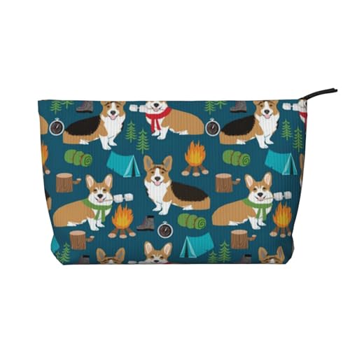 Corgi bedruckte Make-up-Tasche für Damen, Kord, Make-up-Tasche, Reißverschluss, Reise-Kosmetiktasche, Organizer, Schwarz , Einheitsgröße, Kosmetiktasche Corgi bedruckte Make-up-Tasche für Damen, Kord, Make-up-Tasche, Reißverschluss, Reise-Kosmetiktasche, Organizer, Schwarz , Einheitsgröße, Kosmetiktasche von AABSTBFM