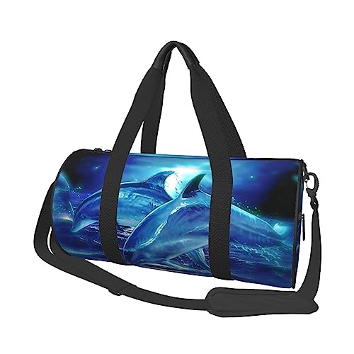 Girl Dance Butterfly Runde Reisetasche mit großem Fassungsvermögen, leicht und langlebig, ideales Geschenk für Wandern, Urlaub, Geschäftsreisen und mehr, Blue Ocean Delphin, Einheitsgröße von AABSTBFM