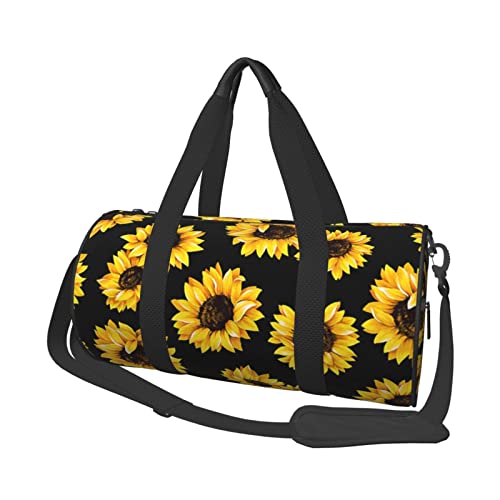 Girl Dance Butterfly Runde Reisetasche mit großem Fassungsvermögen, leicht und langlebig, ideales Geschenk für Wandern, Urlaub, Geschäftsreisen und mehr, Frühling Sonnenblumen Retro Blumen, Einheitsgröße von AABSTBFM