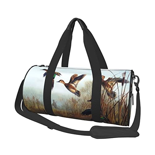 Girl Dance Butterfly Runde Reisetasche mit großem Fassungsvermögen, leicht und langlebig, ideales Geschenk für Wandern, Urlaub, Geschäftsreisen und mehr, Jagd Fliegende Wilde Enten, Einheitsgröße von AABSTBFM