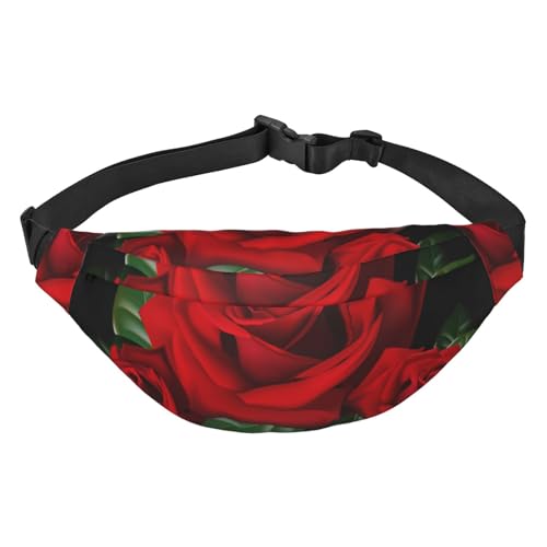 Gürteltasche mit Hai-Aufdruck, für Damen und Herren, für Reisen, Laufen, Crossbody, Gürteltasche, Rot / Schwarz, Gothic Rose, Einheitsgröße von AABSTBFM