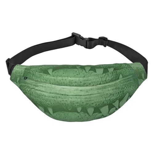 Gürteltasche mit Kuh-Schädel und geometrischem Druck, Bauchtasche für Herren und Damen, für Reisen, Laufen, Crossbody-Bauchtasche, Gator Lurking Green, Einheitsgröße von AABSTBFM