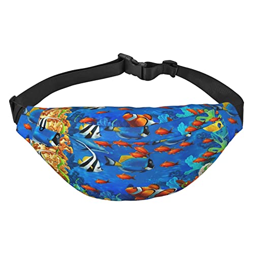 Gürteltasche mit Rosen-Blumen-Aufdruck für Herren und Damen, für Reisen, Laufen, Crossbody-Bauchtasche, Ocean Tropical Fish Coral Undersea World, Einheitsgröße von AABSTBFM