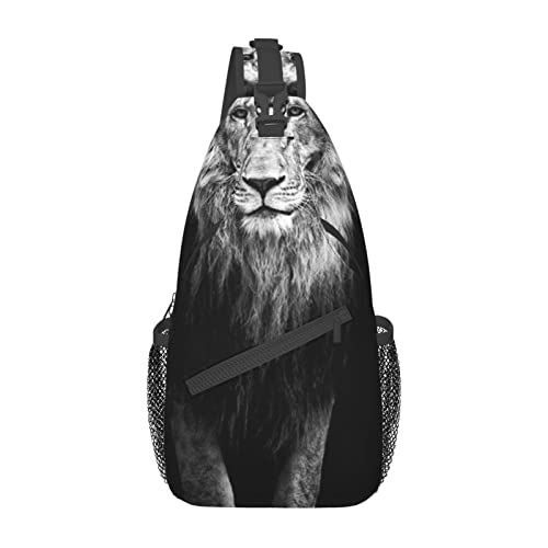 Herren Schultertasche Tier Panther Bedruckter Crossbody Rucksack Wandern Sport Brust Pack für Damen und Herren, Wunderschöner Löwe., Einheitsgröße, Wanderrucksack von AABSTBFM