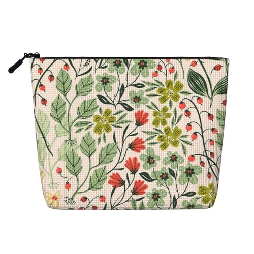 Kosmetiktasche mit schönem Blumendruck für Damen, Make-up-Tasche, Reißverschluss, Reise-Kosmetiktasche, Organizer, Schwarz , Einheitsgröße, Kosmetiktasche von AABSTBFM