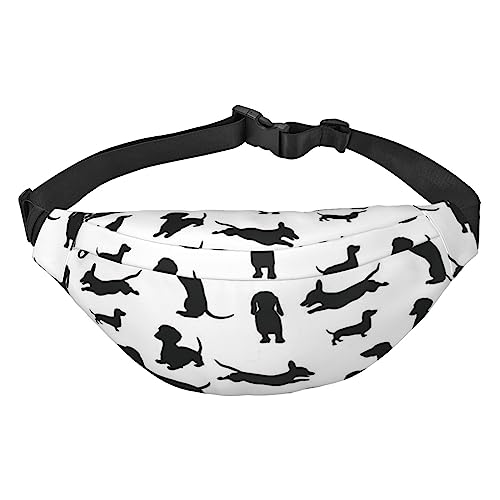 London bedruckte Hüfttasche für Damen und Herren – für Reisen, Laufen, Crossbody-Bauchtasche, Black Dogs Dackel, Einheitsgröße von AABSTBFM